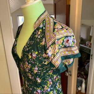 100% Silk Floral Midi Dress